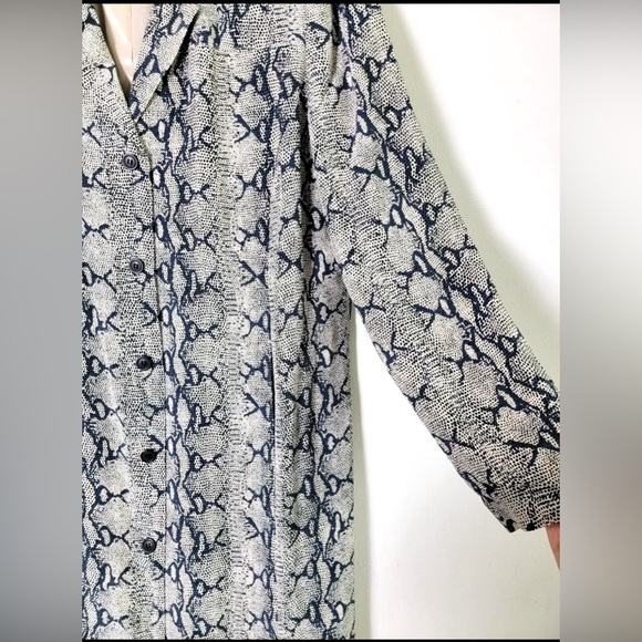 Reflections Women’s Silk Snake Print Collared Button Up Midi Shift Dress 10 - Picture 2 of 16